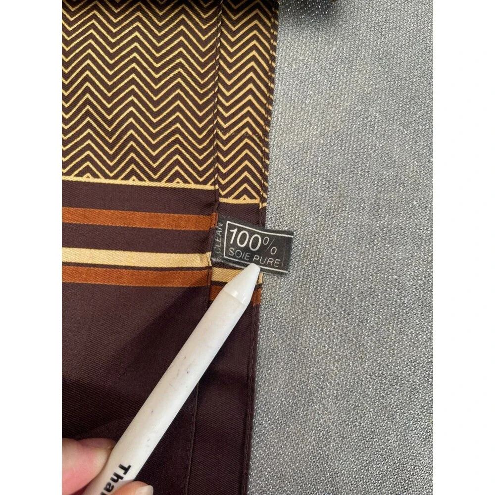 Vintage 70s Brown Silk Scarf 1970s Retro Earth Tones Minimalist Chic Wrap Shawl